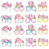 Axolotl Birthday Glasses Decorations, 24Pcs Axolotl Party Photo Booth Prop Supplies, Cute Salamander Gift Favors Eyeglasses Dress Up Cosplay