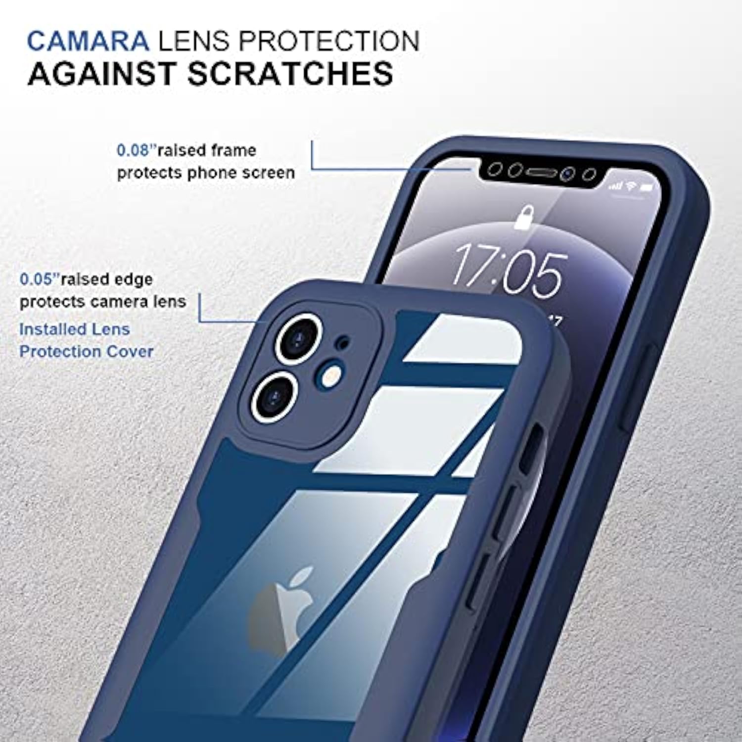 Clear Design iPhone 12 Case Full Body Protection - Blue