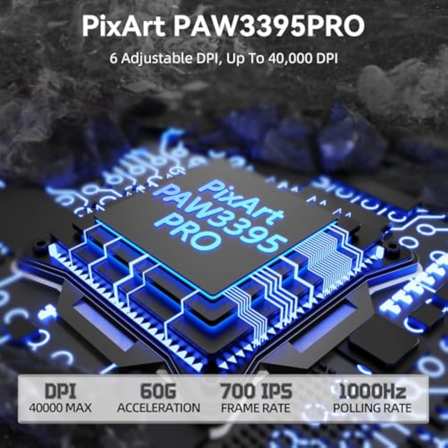 M3 Wireless Gaming Mouse,40K Dpi,39G Lightweight Gaming Mouse,Paw3395Pro Optical Sensor,Tri-Mode Bt5.1/2.4G/Usb-C Pc Game Mice,Programmable Buttons,300Mah Battery For Pc/Laptop/Mac-Griptape