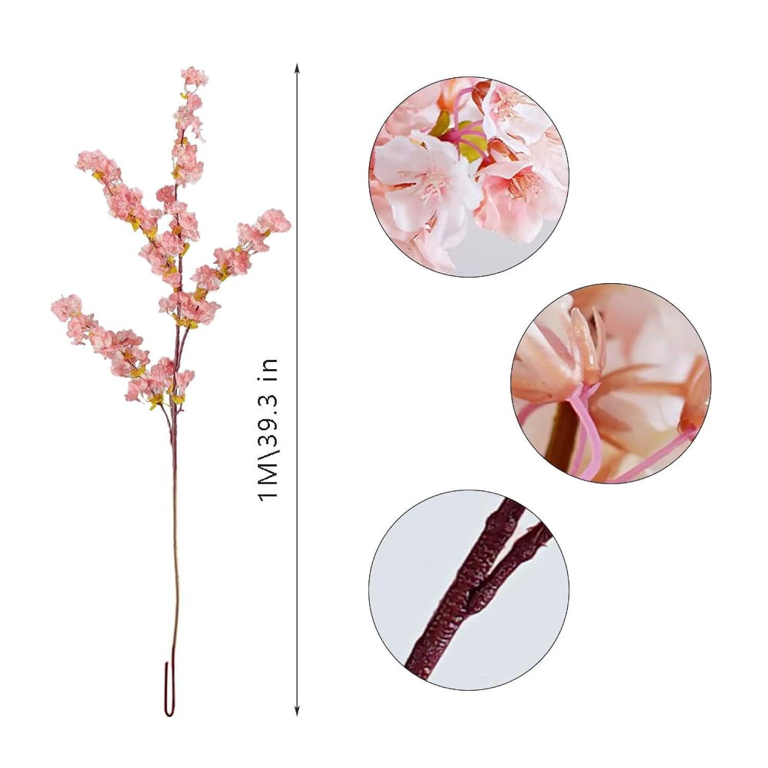 39.3 Inch Pink Cherry Blossom Branches Fake Cherry Blossom Bouquets Long 3Pcs Branches Flowers Stems Silk Tall Japanese Fake Flower Arrangements For Home Wedding Party Decoration
