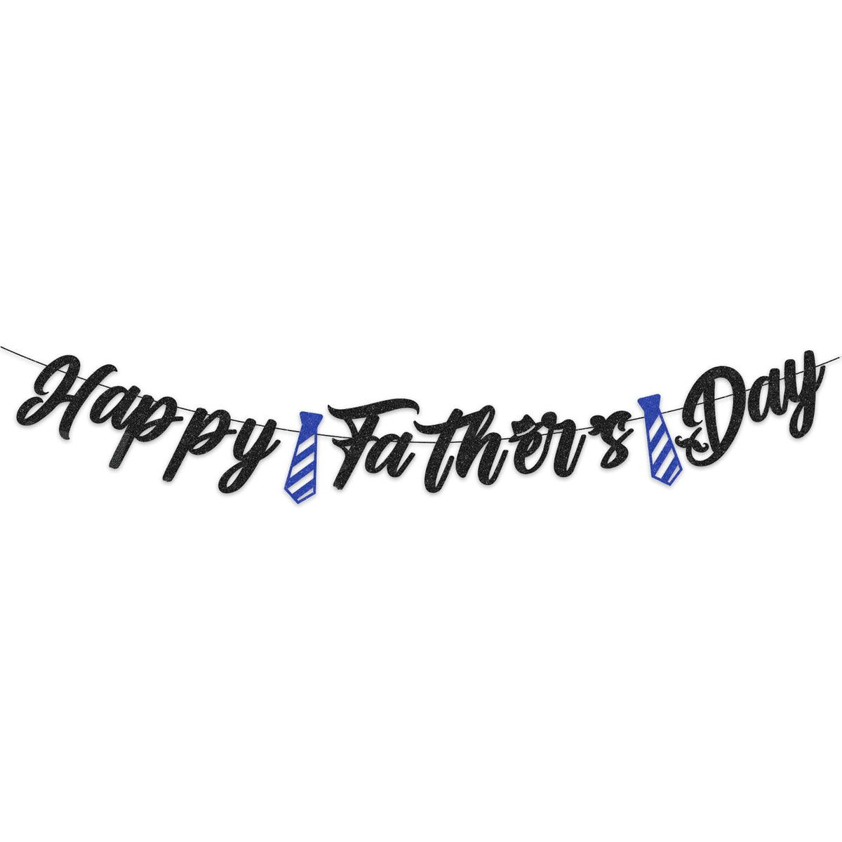 Happy Fathers Day Banner - Glitter Father's Day Decor Sign Banner Backdrop Background for Party - Fathers Day Decorations Party Theme Event Celebration Supplies