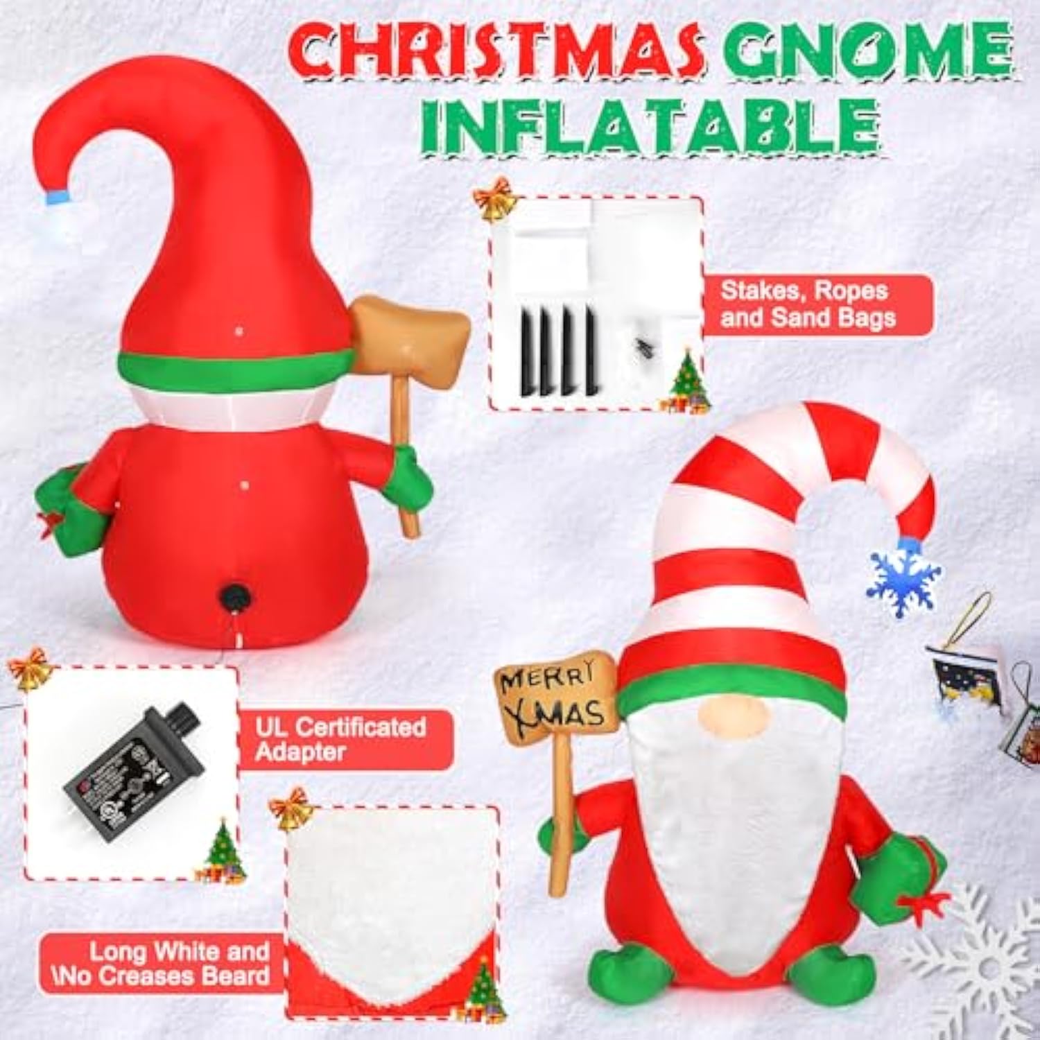 Christmas Inflatables Gnome, 4Ft Blow Up Christmas Gnome Outdoor Decorations, Inflatable Yard Decoration, Christmas Holi