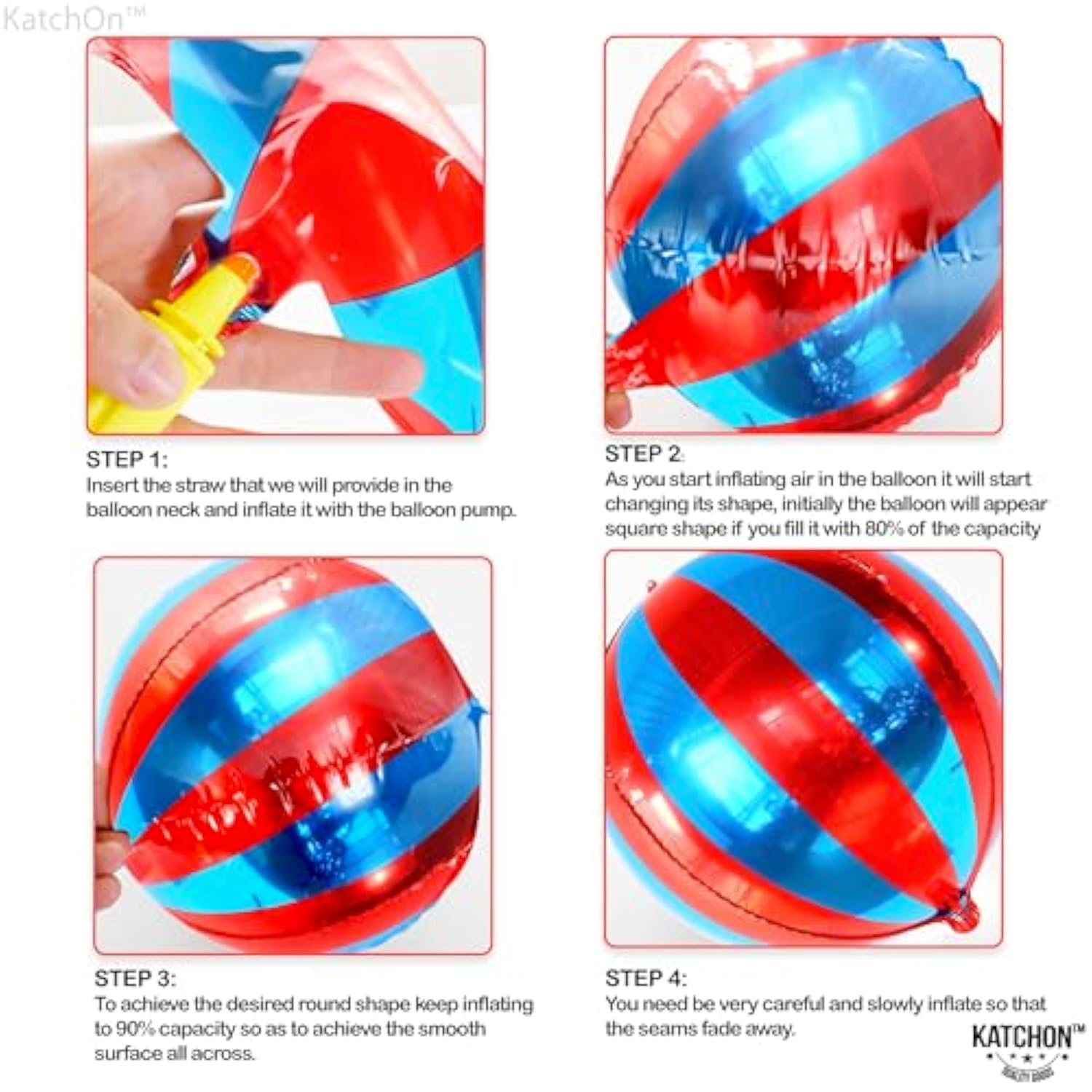 Big, Red And Blue Carnival Balloons - Pack Of 6, Circus Decorations |