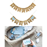 Welcome Baby Burlap Banner For Baby Shower Decorations And Gender Reveal Party (Light Blue Hearts)