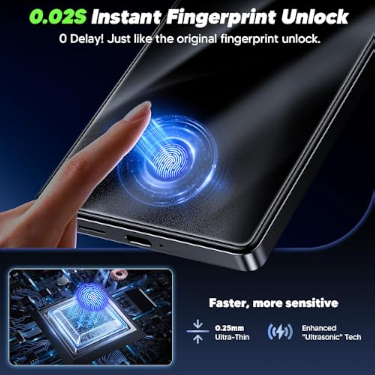 For Samsung Galaxy S25 Ultra Screen Protector - [0.02S Fingerprint Unlock] [No.1 Top 9H+ Tempered Glass] [Auto Dust Remove] [Zero Bubble] 8K Hd 10X Shatterproof Case Friendly, 2 Pack