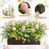 Easter Flower Table Centerpieces, Spring Pre-Made Artificial Flowers Centerpiece Decor With Egg For Spring Floral, Farmhouse Table Decoration With Wooden Tray For Home Office Dining Room Party