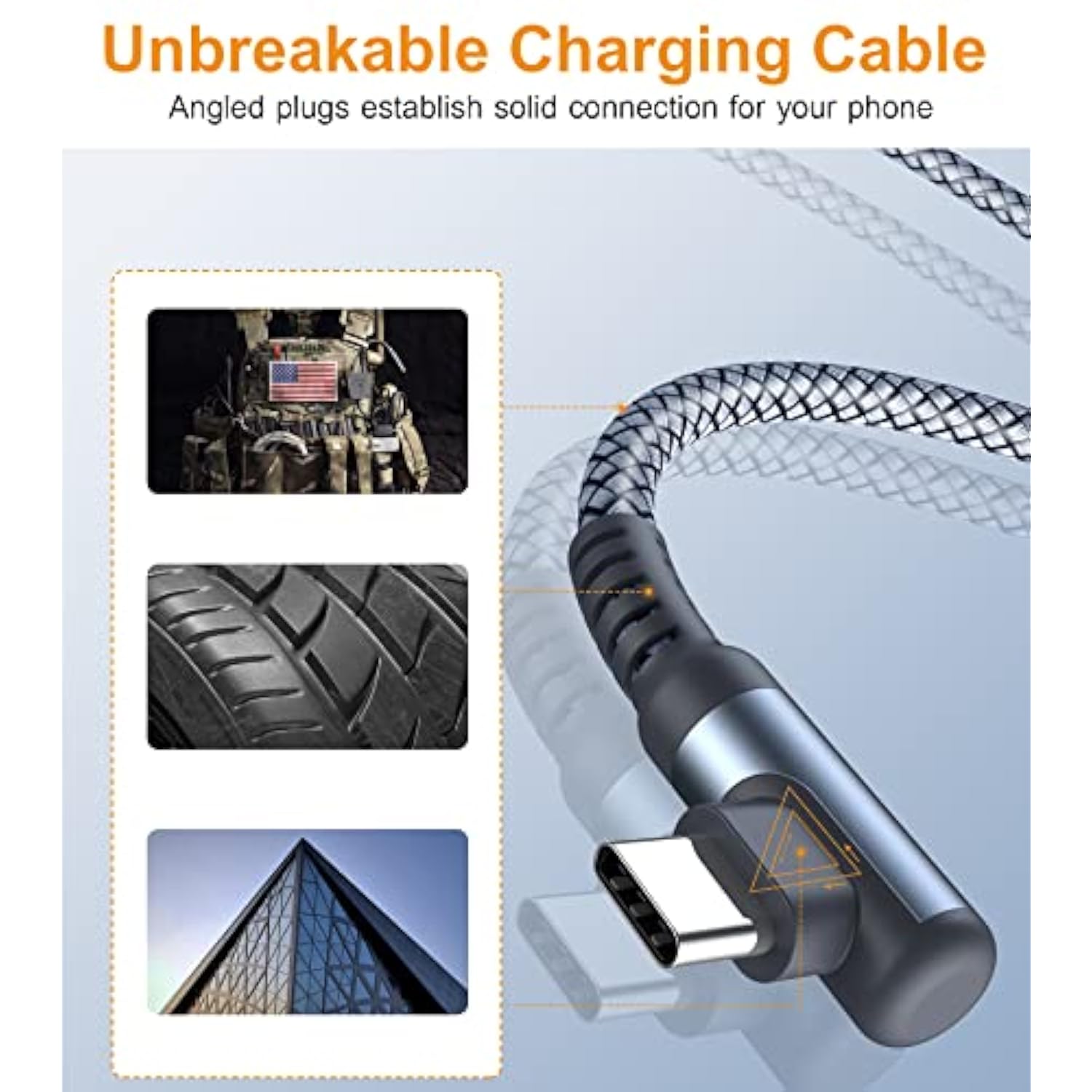 Usb C Cable Right Angle [3-Pack, 10Ft+6.6Ft+3.3Ft], Usb Type C Charger Fast Ch