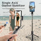 Gimbal Stabilizer For Smartphone,Selfie Stick Tripod With Remote Control Auto Balance 360° Rotation 1-Axis Phone Gimbal For Group Selfies Live Streaming Video Recording