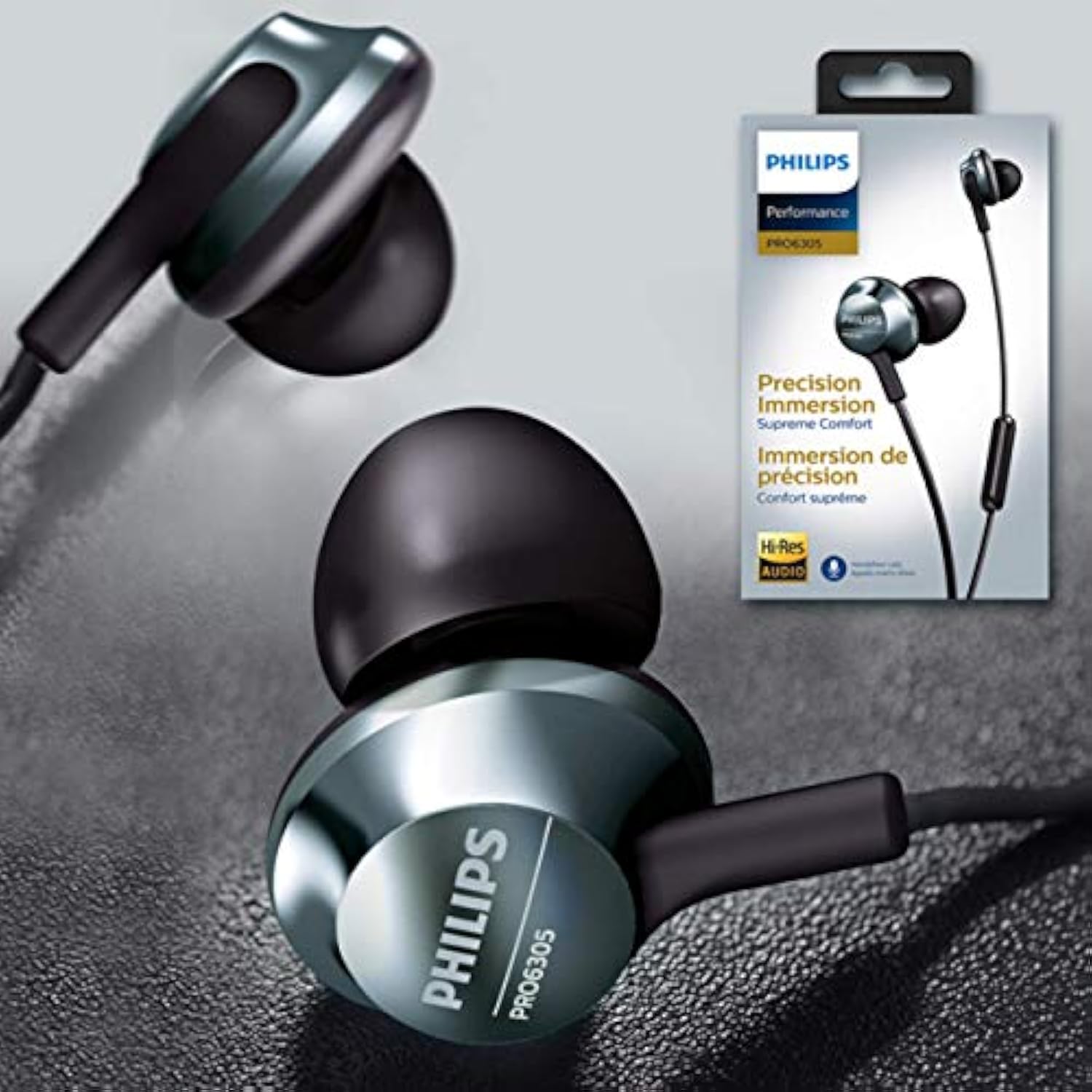PHILIPS Pro Wired Earbuds, in Ear Headphones with Mic Powerful Bass, Hi-Res Au