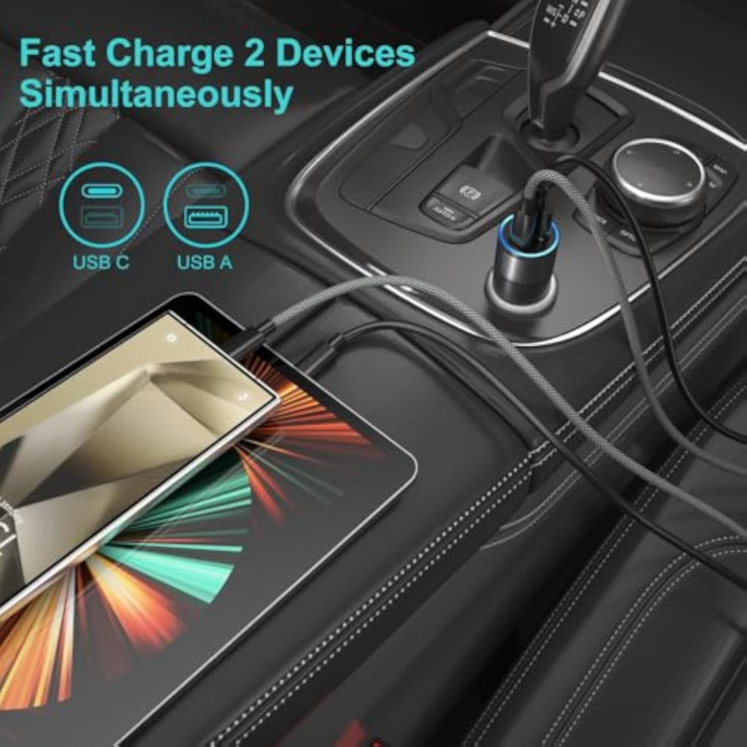 Car Charger Fast Charging Type C, Super Fast Charger Kit Set 25W Usb C Wall Charger Adapter For Galaxy S24 Ultra S23 Fe S22 S20 A54 A53 A15 Android, 2X Braided Usb C To Usb C Cable 6Ft