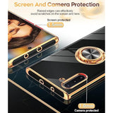 For Galaxy Note 10 Case: 360° Rotatable Ring Holder Magnetic Kickstand, Plating Rose Gold Edge Protective Case [ Not Applicable Note 10 Plus], Black