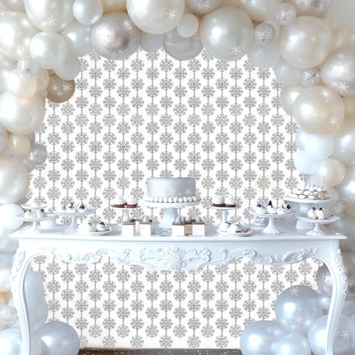 Snowflake Decorations 3 Pcs Snowflake Foil Fringe Curtains, Silver