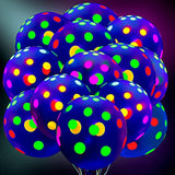 50 Pcs Glow In The Dark Balloons Neon Uv Blacklight Latex Balloons Decoration 12 Inch Reactive Fluorescent Mini Polka Dots Party Supplies For Neon Glow Birthday Party