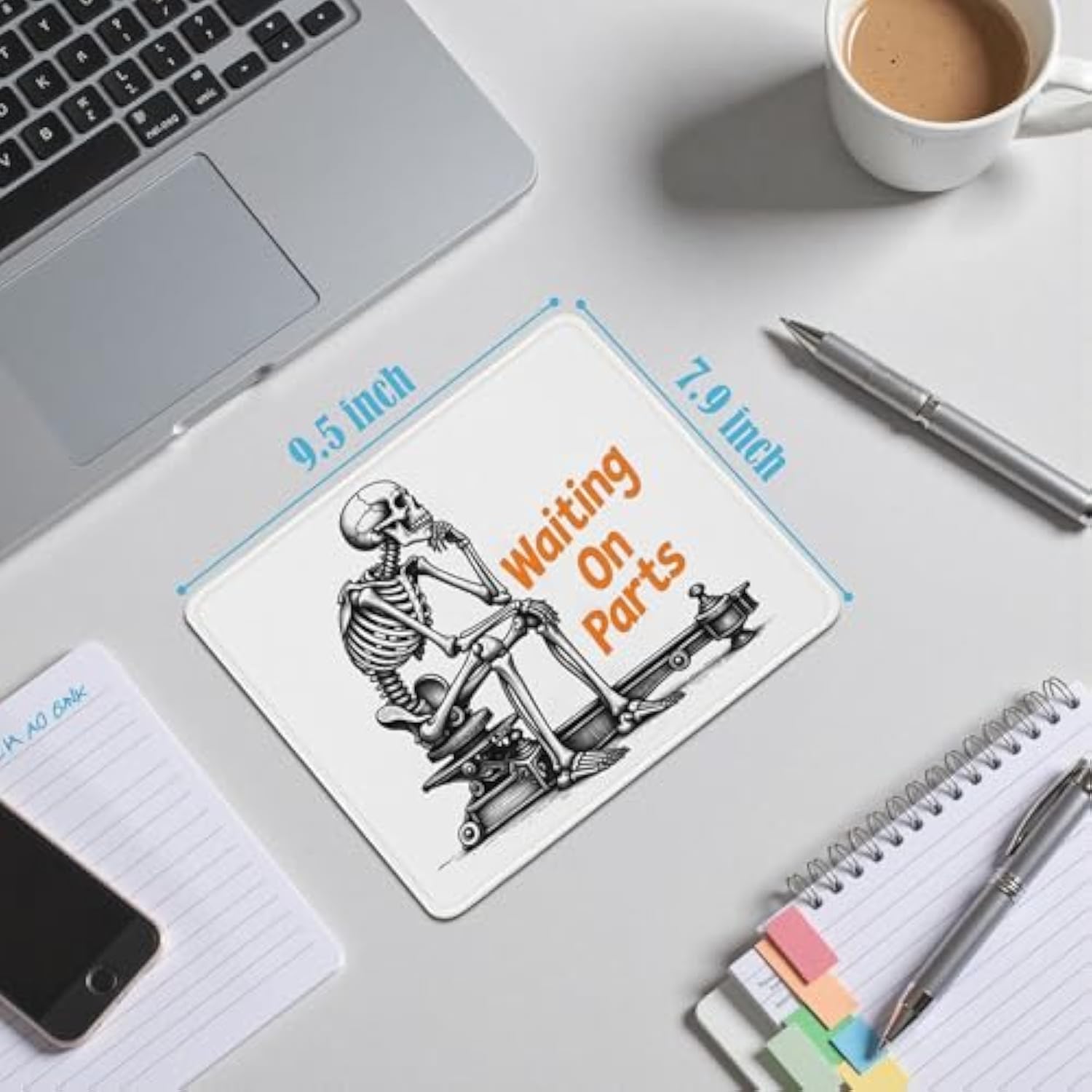 Funny Gothic Blue Collar Skeleton Mouse Pad, Office Work Humor Sarcastic Gifts Mouse Pads Mousepad For Computers Laptop Desk Home Office Dorm, Funny Desk Accessories, 9.5X7.9 Inch