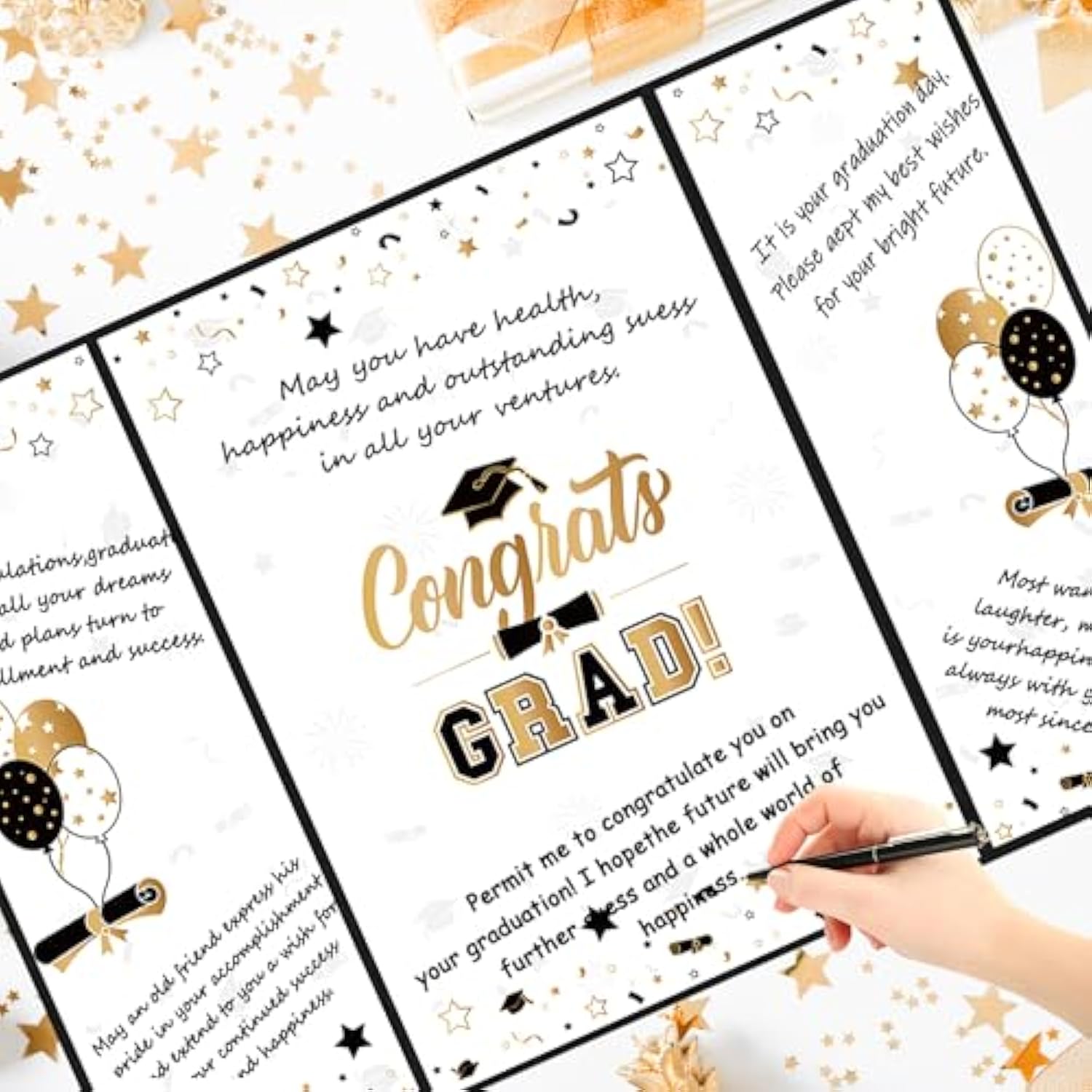 Graduation Party Decorations, Black Gold Graduation Guest Book, Class Of 2026 Signature Board, Best Graduation Gifts For Her Him, College Jumbo Congrats Grad Card