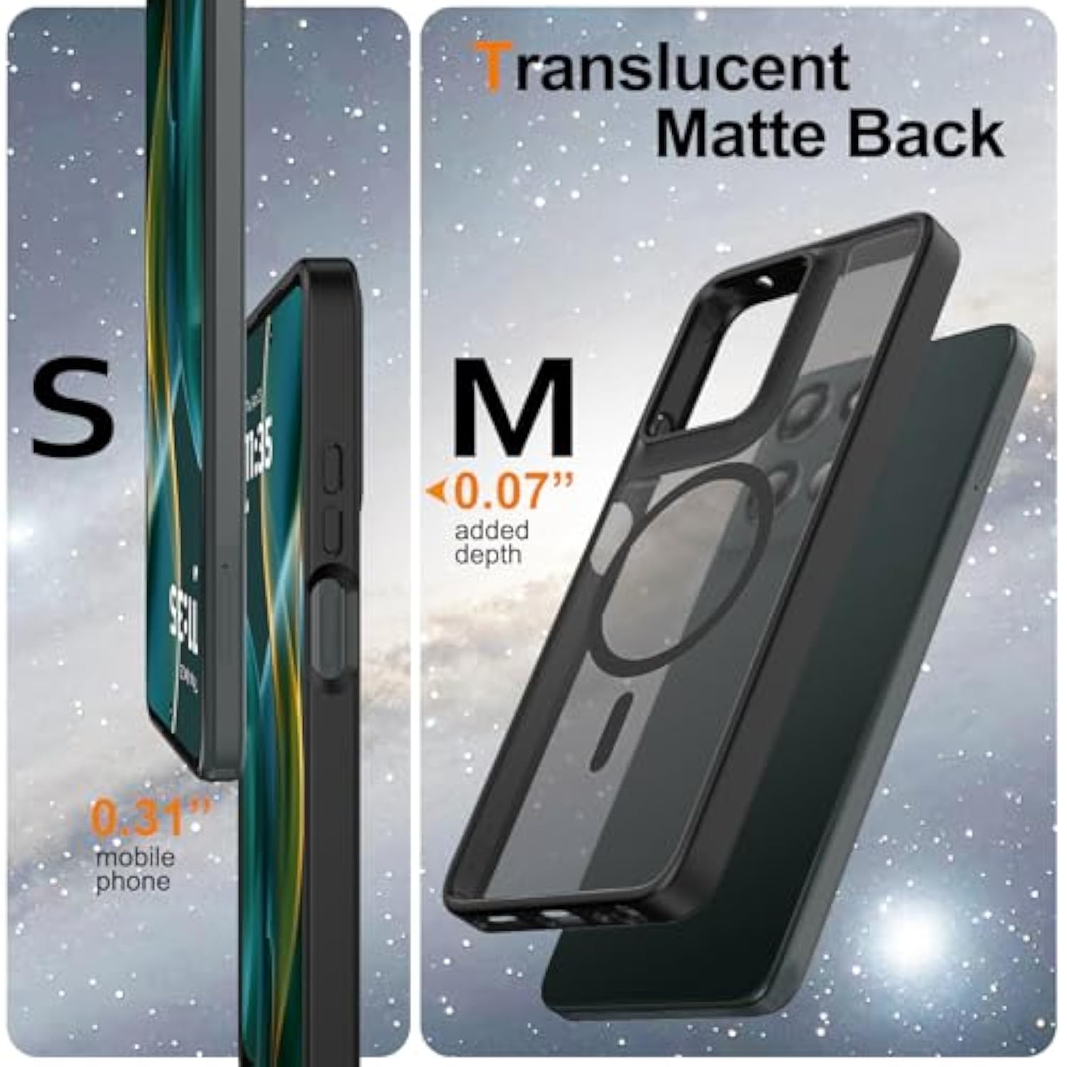 For Motorola Moto G 5G 2025 Case Magnetic Shockproof, [Fit For Magsafe] [Glass Screen Protector] Translucent Anti-Fingerprint Case For Motorola Moto G 5G 2025 (Black)