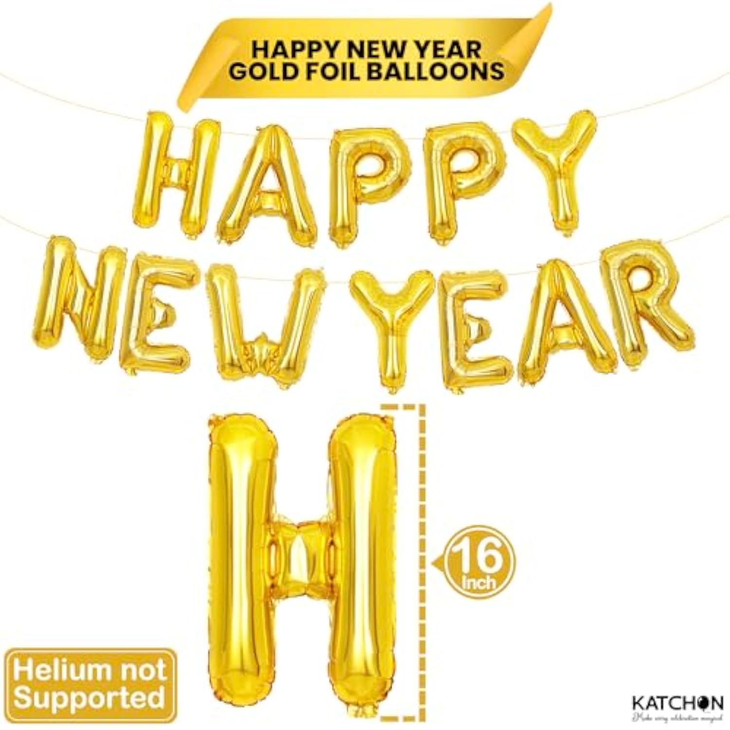 40-Inch Giant Gold "Happy New Year" Balloons 2026 NYE Party Supplies
