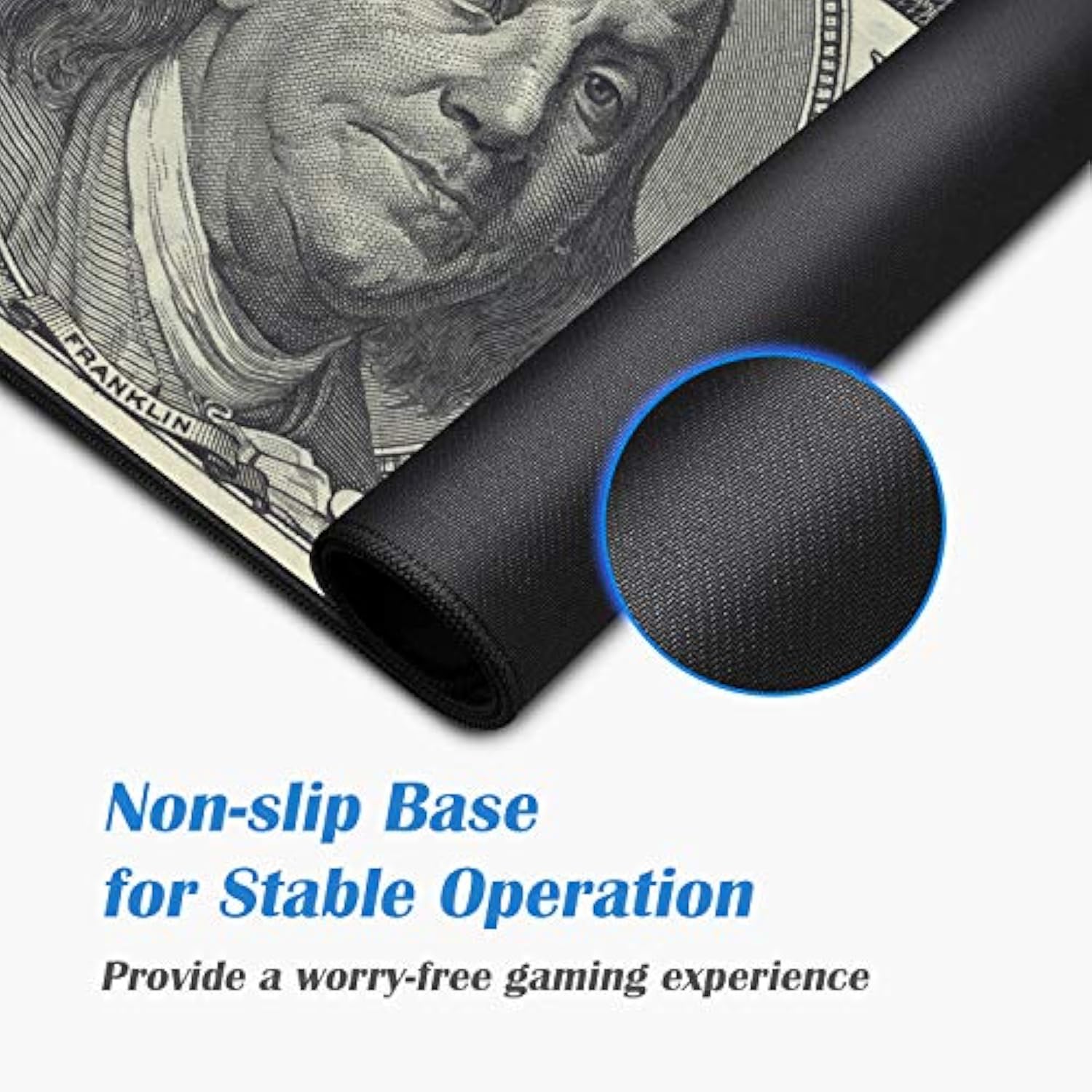 Desk Pad Mat Gaming Mouse Pads With Coasters, 31.5" ×11.8" Large Xxl Non-Slip Rubber Base Mousepad With Stitched Edges For Work & Gaming, Office & Home (100 Dollar Bill)