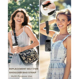 Clip-On Crossbody Phone Strap with Wallet Zippered Pouch Adjustable Black