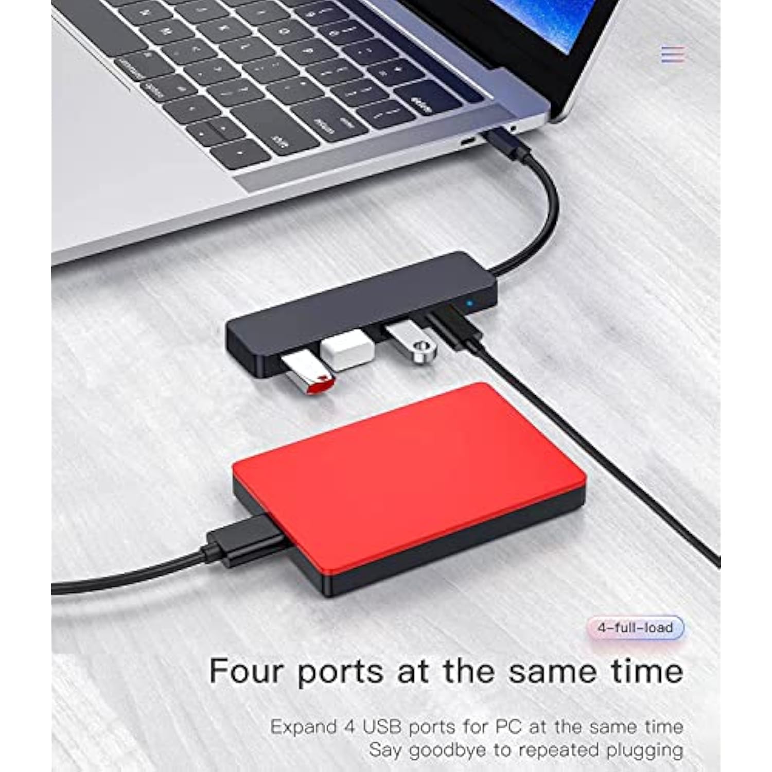 Usb 3.0 Hub 4-Port 5Gbps, Usb Splitter Expander For Macbook, Laptop, Xbox, Fla