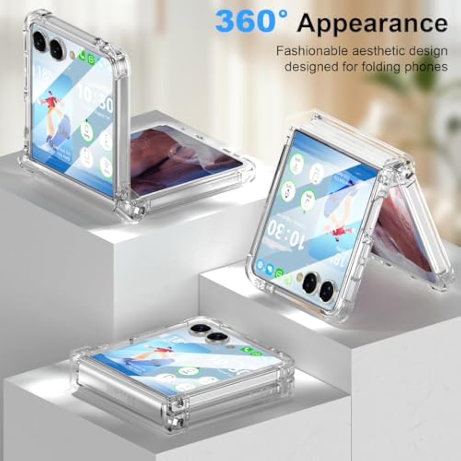 Designed For Samsung Galaxy Z Flip 7 Case Clear With Hinge Protection & Bowknot Pattern Shockproof Protective Phone Case Cover For Women Girls