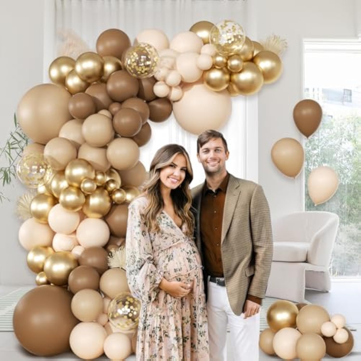 147pcs Boho Brown Balloon Garland Kit – Neutral Tones for Baby Shower, Wedding & Parties