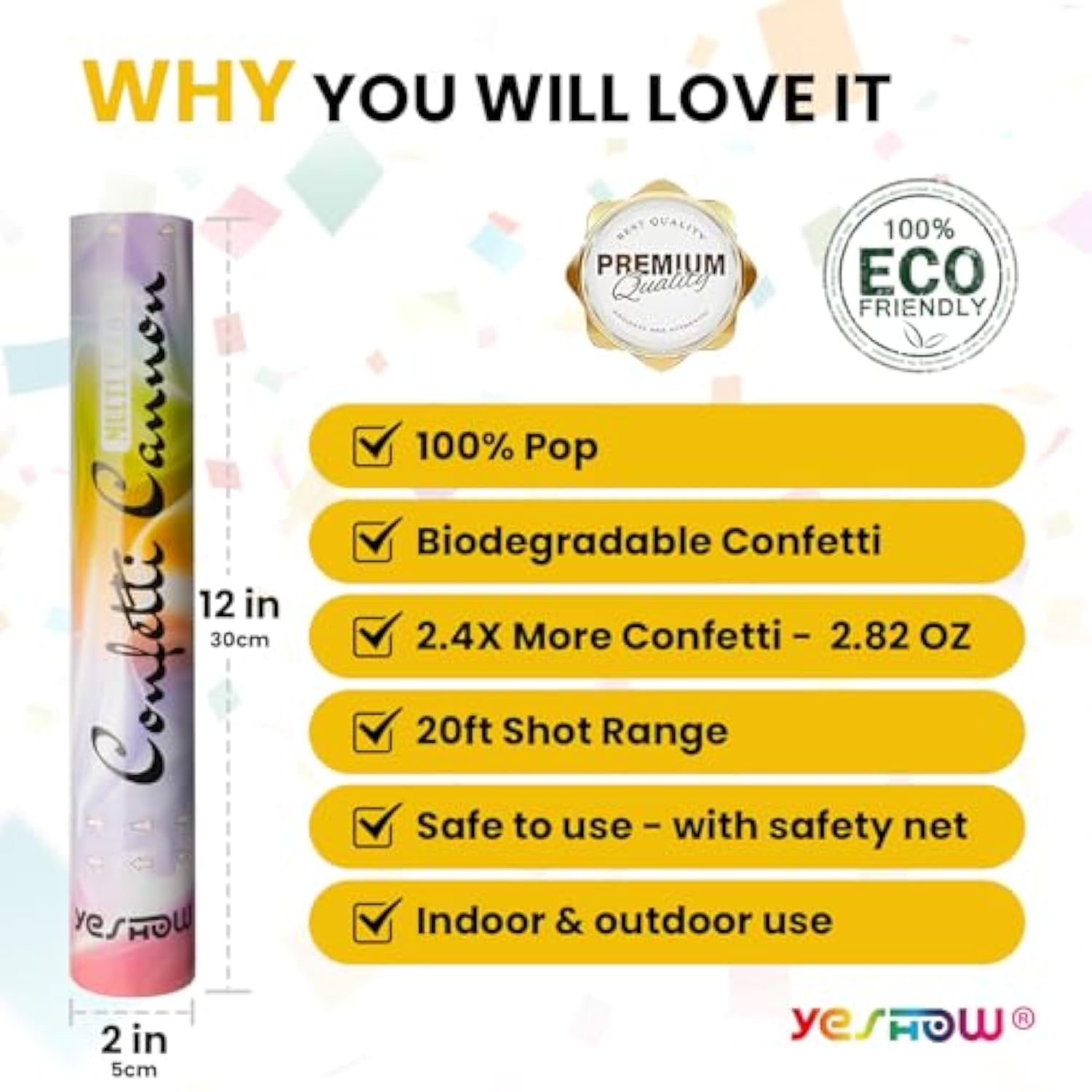 Confetti Cannon Party Poppers Biodegradable Shooters, (6 Pack) Multicolor Confetti Blaster For Birthday Graduation Wedding Christmas New Year’S Eve