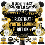 Farewell Party Decorations 'Rude You're Leaving' Banner & Honeycomb Centerpieces