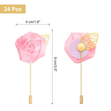 uxcell 24pcs Pink Rose Boutonnieres Flower Buttonholes Pocket Boutonnieres Pins for Wedding Ceremony Anniversary Prom Formal Dinner Party