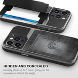 VENA vCommute Wallet Case Compatible with Apple iPhone 14 Pro Max (6.7"-inch), (Military Grade Drop Protection) Flip Leather Cover Card Slot Holder with Kickstand - Black Slate