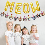 Funny Cat Party Garland - Meow Letter Balloons & Cat Faces for Cat Theme Party Decor