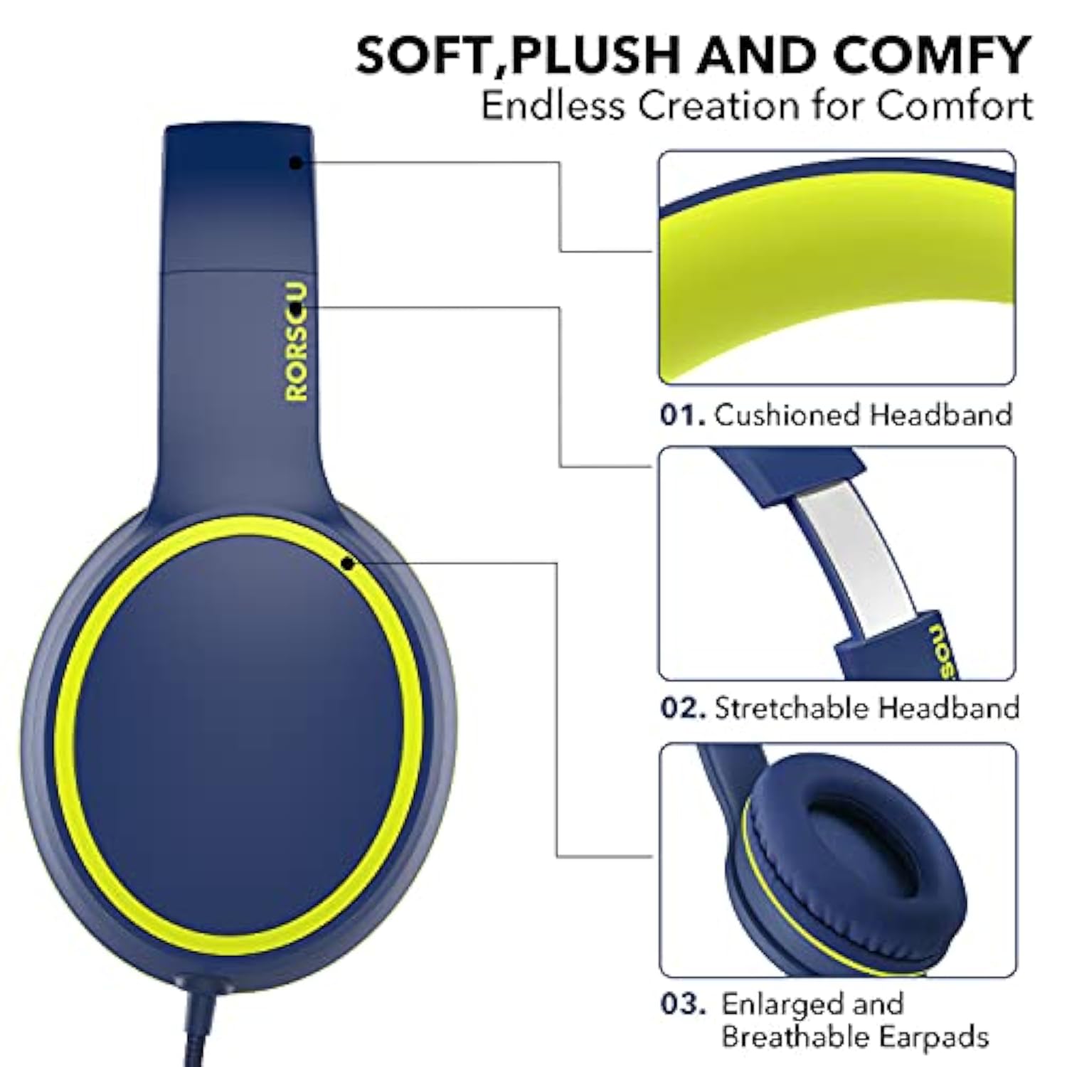 R10 Over Ear/On-Ear Headphones With Microphone, Lightweight Folding Stereo Bas