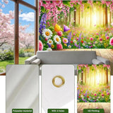 Hello Spring Banner - Wood Deck & Forest Floral Style - 71X43 Inches Polyester - Spring Banners For Outside - Banner For Patio, Garden, Pathway