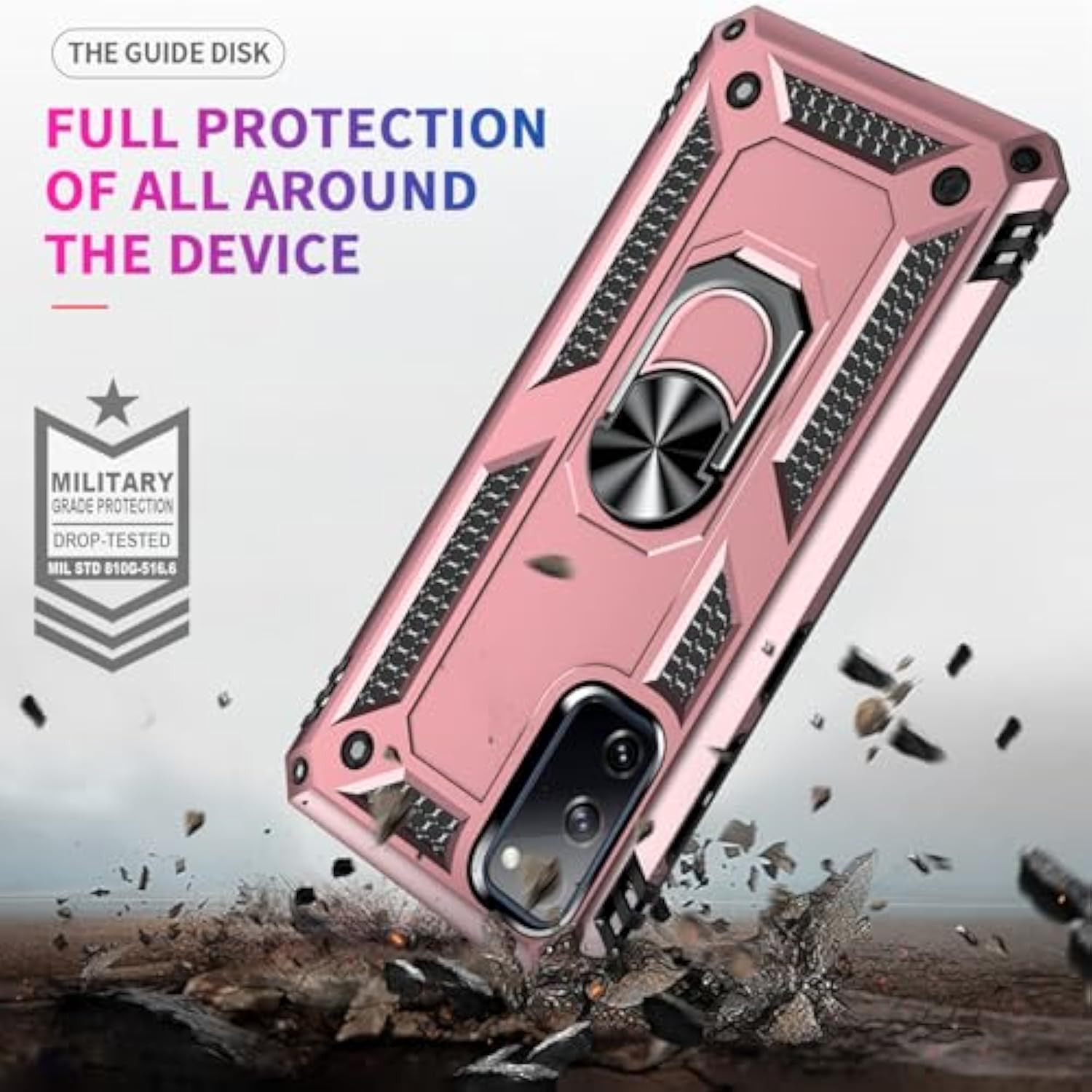 For Samsung Galaxy S20 Fe Case, Galaxy S20 Fe 5G Case With Hd Screen Protector, Military Grade Protective Cases With Ring For Samsung Galaxy S20 Fe 5G?Rose Gold?