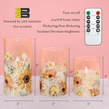 Autumn Sunflower Flameless Candles Remote Real Wax Flickering Battery Operated Glass Candles - Home Party Bedroom Birthday Christmas Summer Fall Decorations