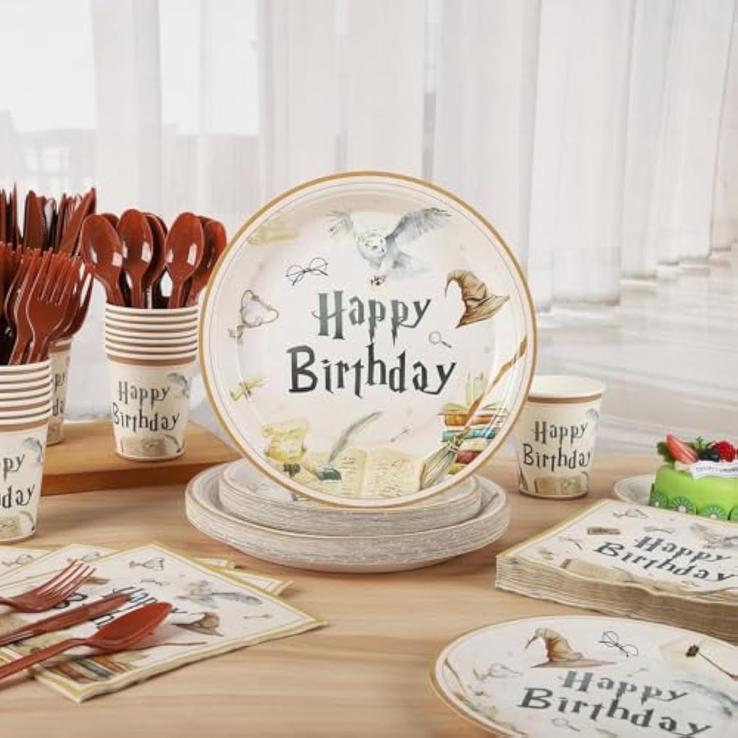 210Pcs Magical Wizard Birthday Party Supplies,Magical Wizard Paper Plates And Napkins Kit For Boys And Girls Happy Birthday Baby Shower Party Decorations,Serves 30