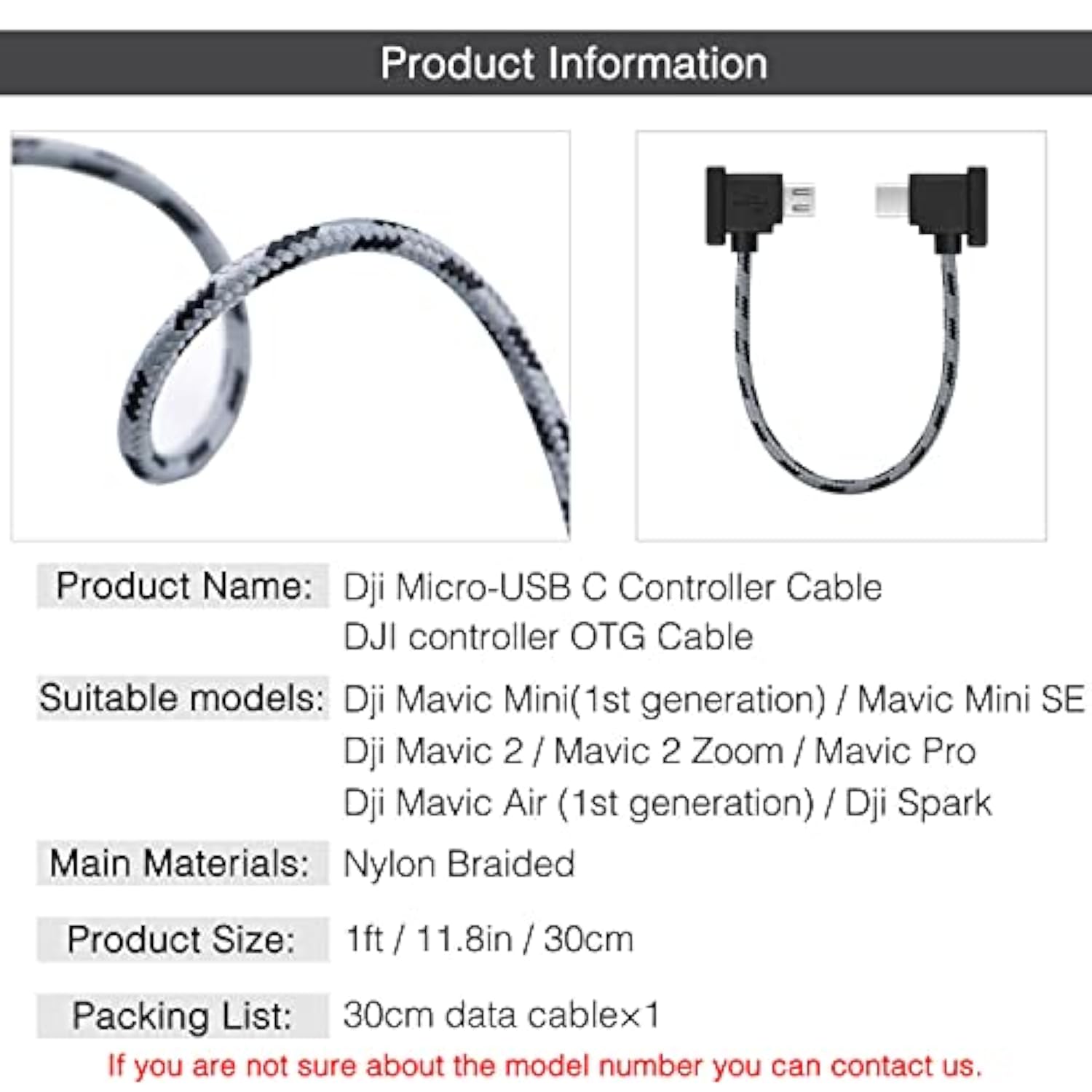 1Ft Micro To Usb C Remote Controller Cable For Dji Mavic Mini,Mini Se,Mavic 2 Pro/Zoom,Mavic Air,Mavic Pro,Spark,Dji Drone To Iphone16/Tablet Cable 90 Degree Otg Data Cord Accessories(Usb C Connector)