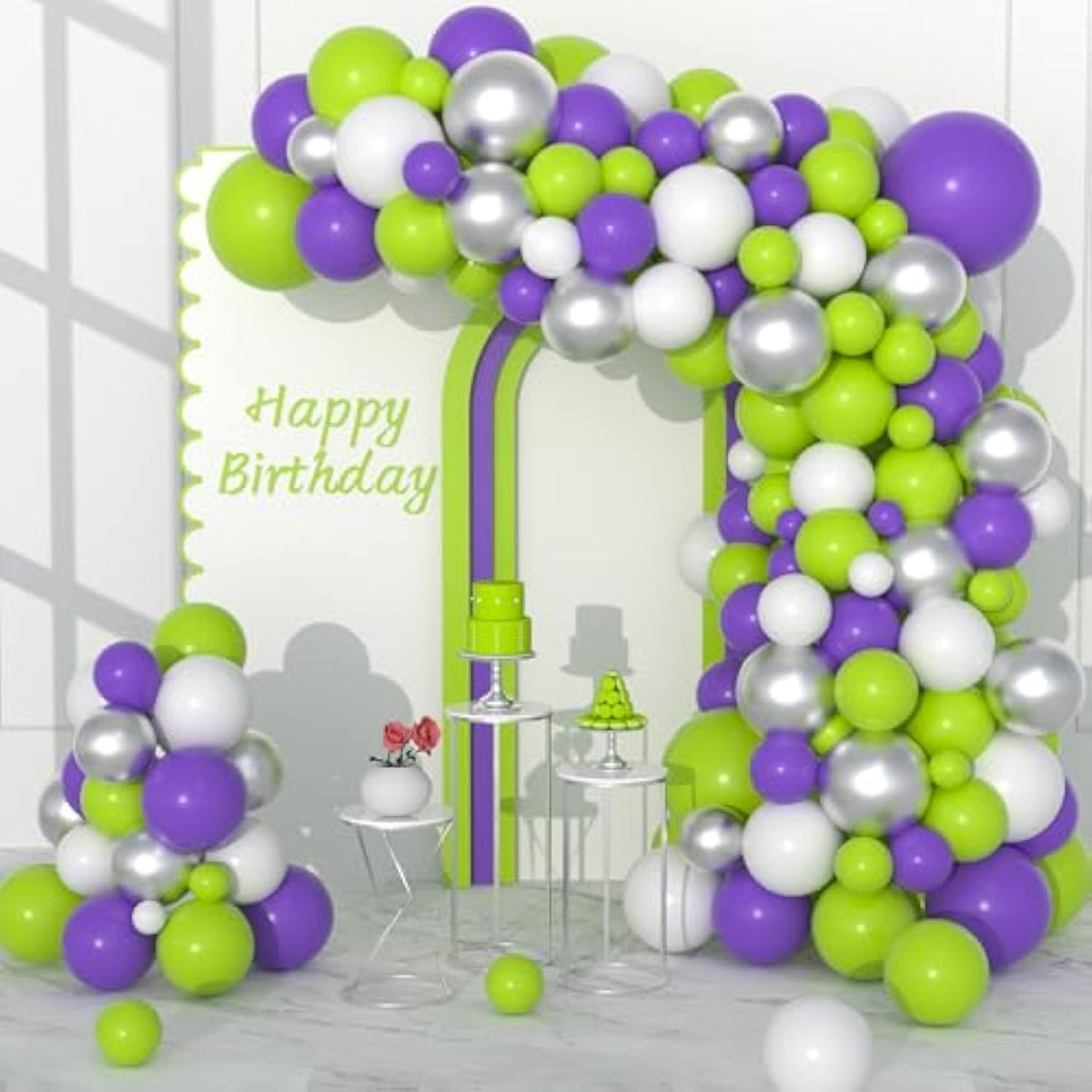 Lightyear World Balloon Garland Arch Kit - 122Pcs Green Purple White B