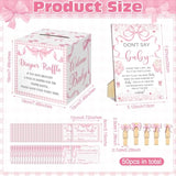 102 Pcs Diaper Raffle Tickets With Raffle Box Baby Shower Party Decorations Don'T Say Baby Sign Clothespin For Gender Reveal Party Invitation Insert Card Theme Game(Pink,Bow)