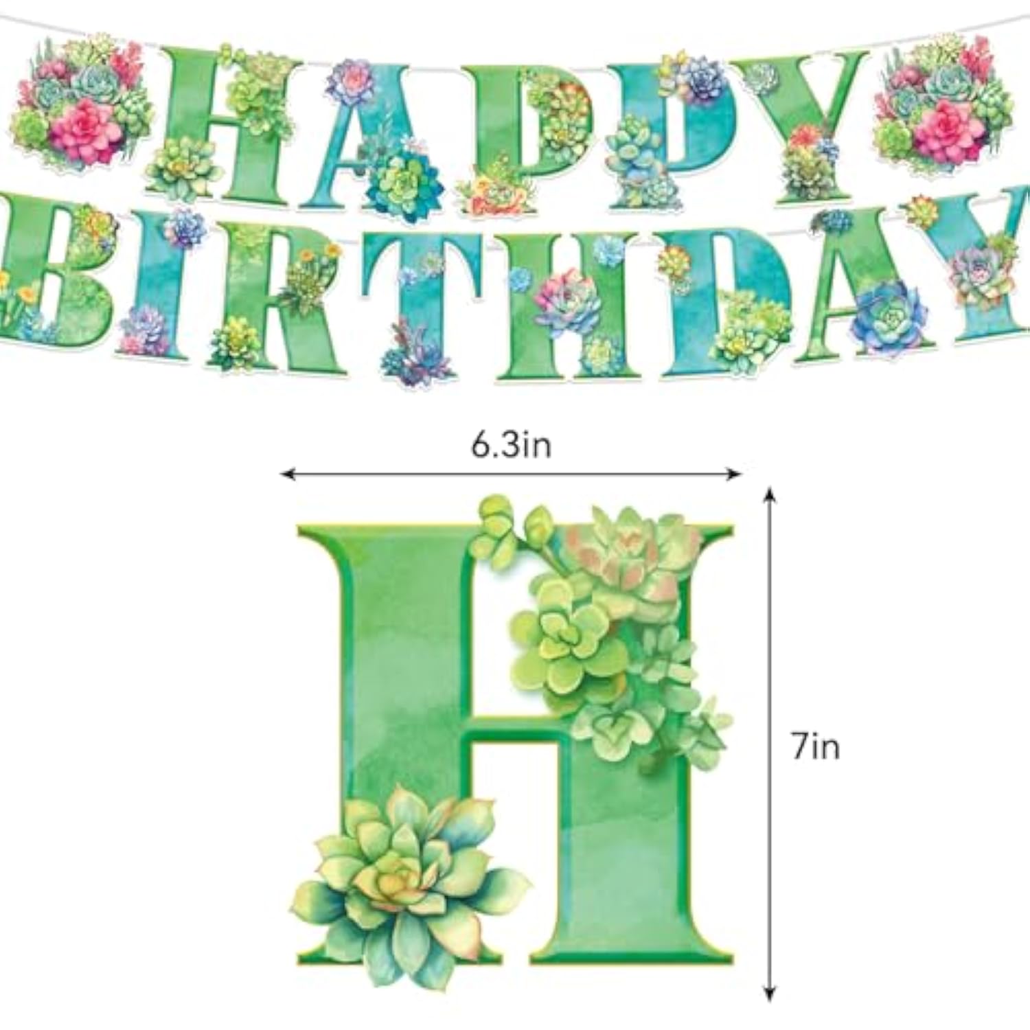 Succulent Plants Party Decorations - Birthday Banner, Cake Cupcake Toppers, Hanging Swirls, Balloons For Plant-Themed Birthday, Baby And Bridal Shower Decor