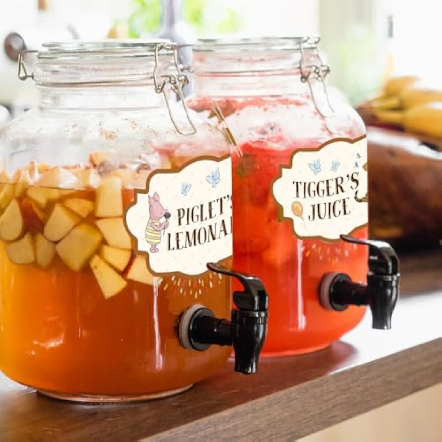 8Pcs Winnie Baby Shower Decorations Drink Labels & Party Decor for Pooh Theme