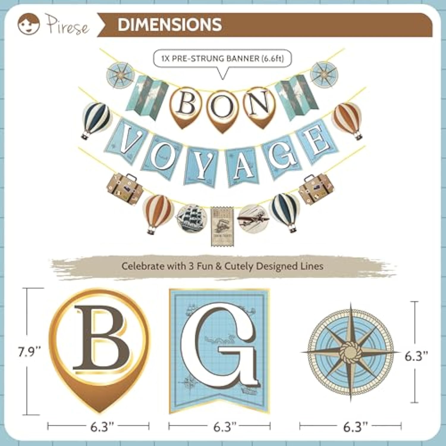 Bon Voyage Party Decorations – Bon Voyage Banner, Travel-Themed Birthday Decor, Farewell & Going Away Party Supplies