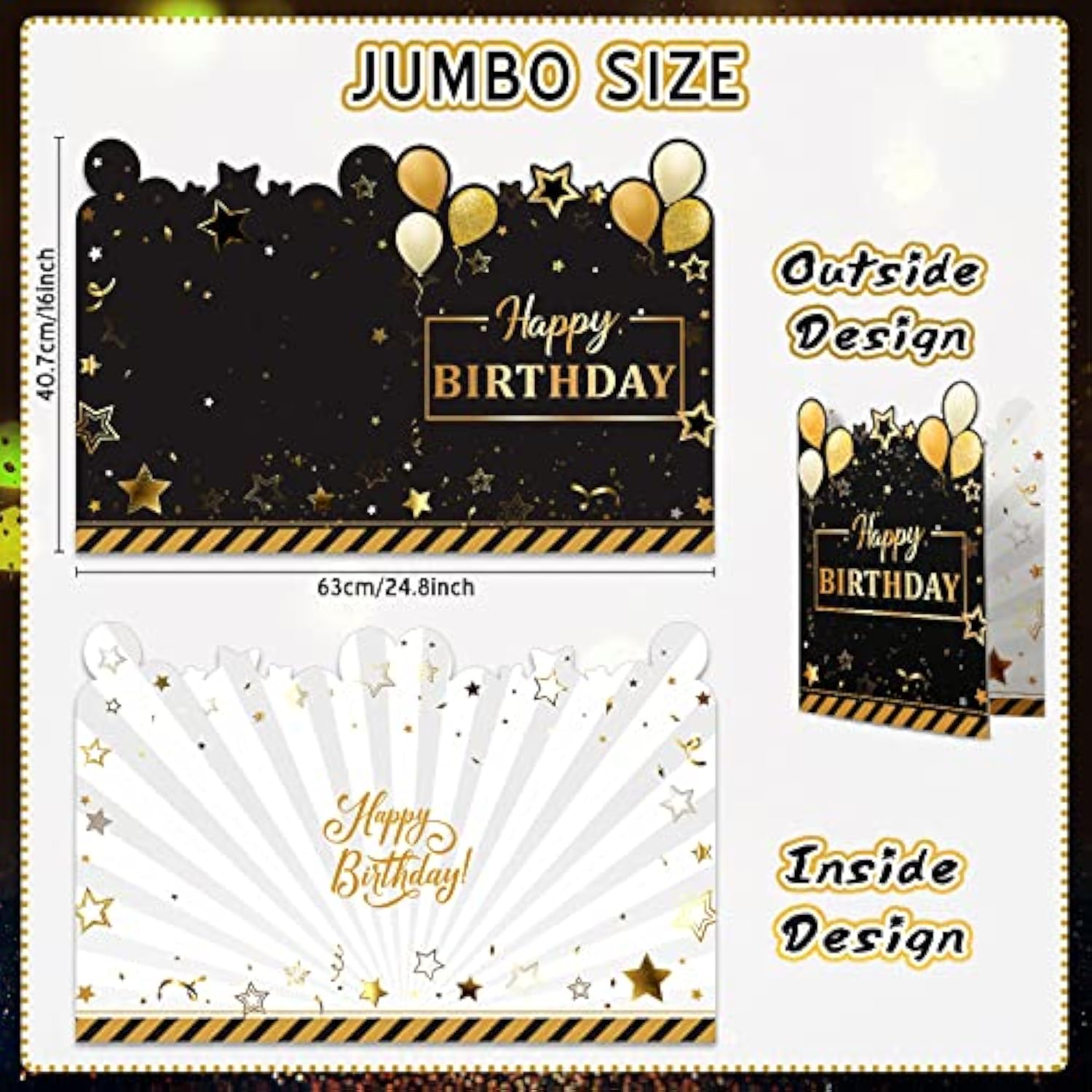 Large Greeting Card 25 X 16 Inch Giant Guest Book Jumbo Happy Birthday Card Big Oversize Plastic Custom Guest Book For Women Men Party Decorations(Birthday Theme)