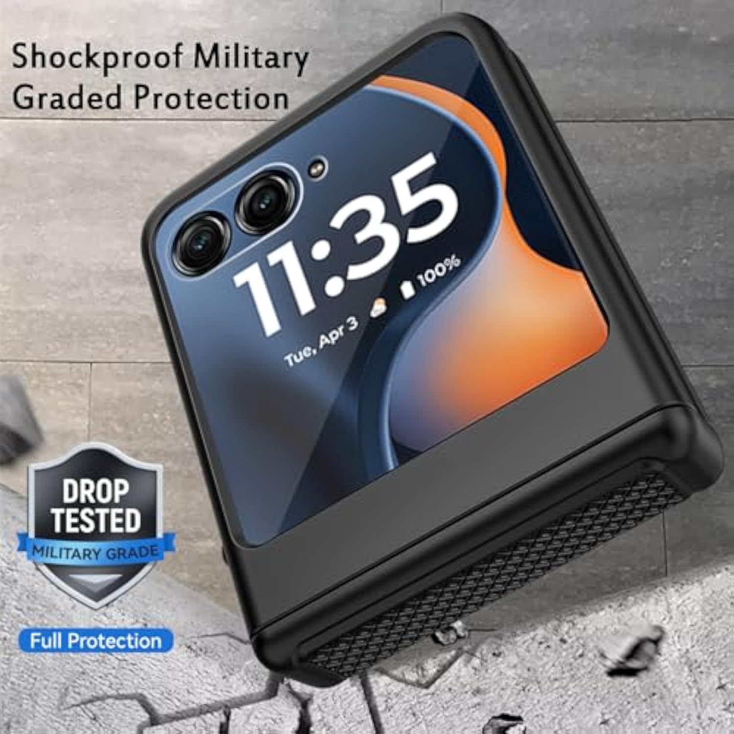 For Motorola Razr 2025/2024 Case, Built-In Outer Screen Protector & Hinge Protection, Slim Fit Hard Full Body Rugged Shockproof And Slip Protective Cover For Moto Razr 2025/2024 (Black)