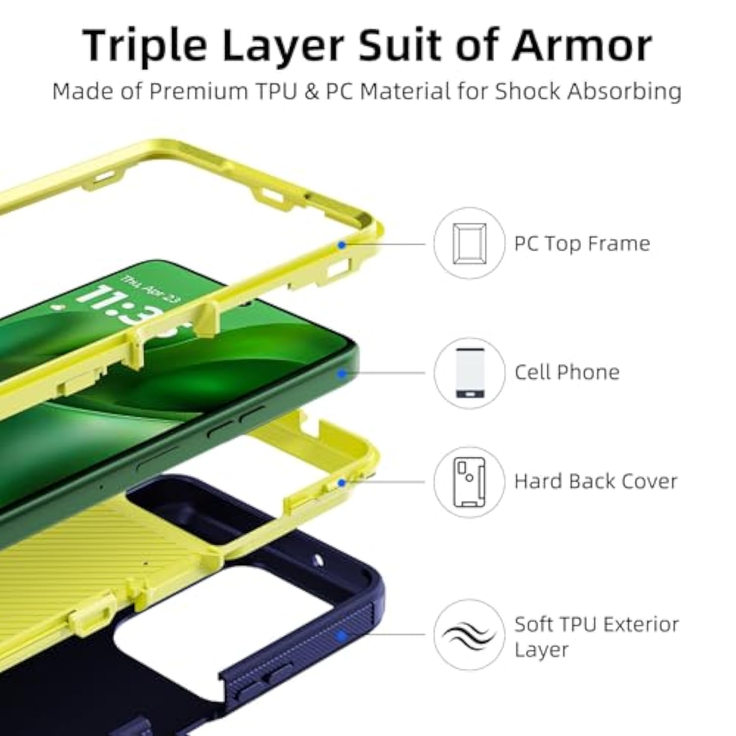 For Moto G Power 2025 Case Heavy Duty Drop Protection Port Cover Dual Layer Screenless Dust Resistant Rugged Matte Minimalist Cell Phone Case For Motorola G Power 2025 Model Men Women Blue