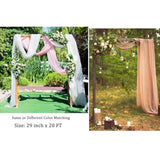 Wedding Arch Draping Fabric Burgundy 29" X 20Ft Chiffon Tulle Sheer Drapes For Wedding Ceremony Arbor Party Ceiling Swag Backdrop Decoration | Burgundy Sheer Fabric 2 Panels