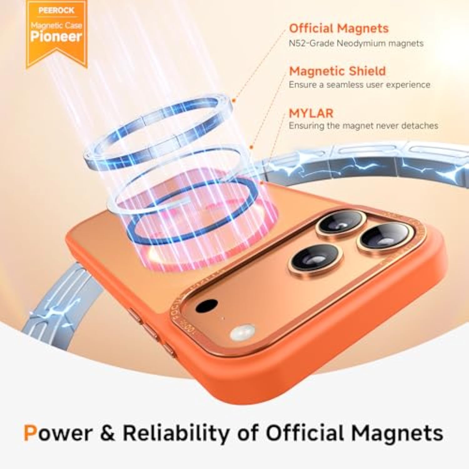 Stronger Magnetic & Shockproof For Iphone 17 Pro Max Case,Fit For Magsafe, With Screen Protector & Wrist Strap, Military-Grade Drop, Translucent Slim For Iphone 17 Promax Case, Official Cosmic Orange