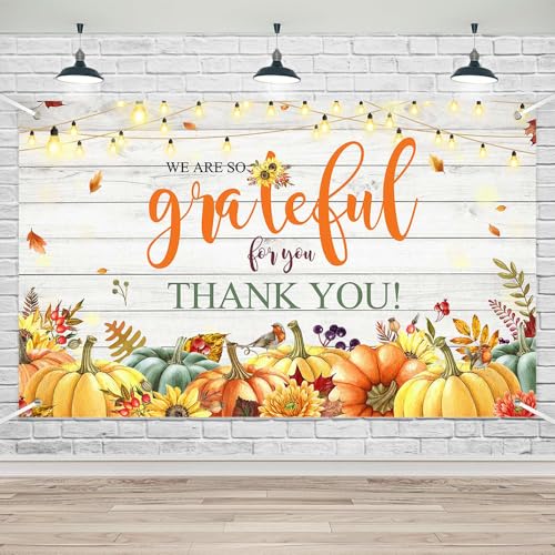 Fall Thank You Banner Thanksgiving Backdrop 70.8x43.3 in
