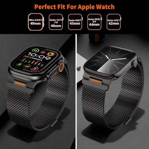 Milanese Loop Compatible with  Watch Ultra 3/2/1 Band 49mm 46mm 45mm 44mm 42mm, Magnetic Stainless Steel Strap Bands for iWatch Ultra SE 3/2/1