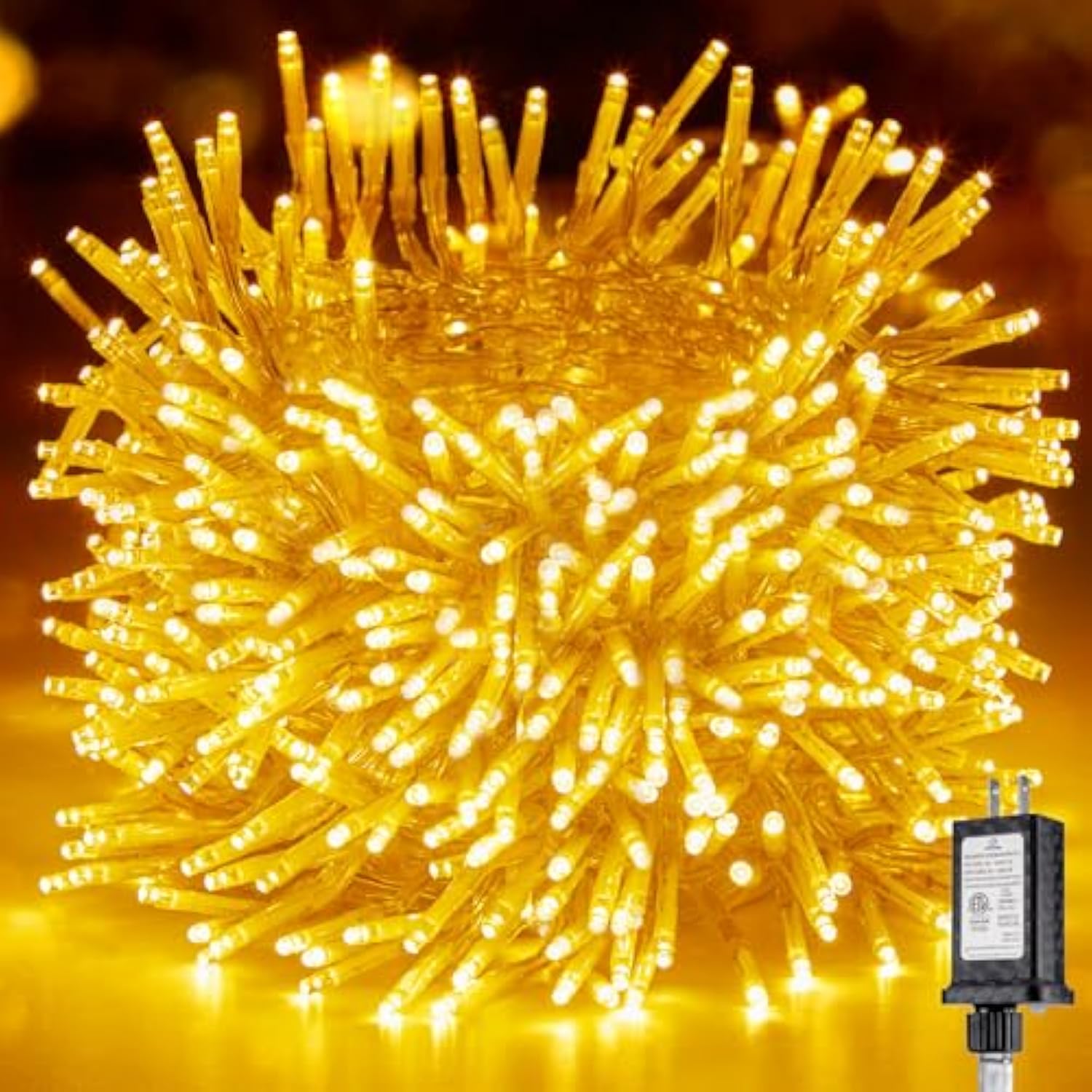 Christmas Tree Lights Outdoor - 200 Led 10 Ft Firecrackers String, 12 Modes Timer Waterproof Connectable Plug-In Twinkle Fairy Lights For Xmas Tree Garland Party
